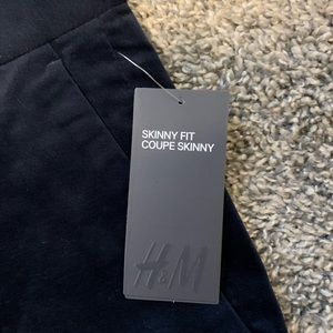 Velvet Skinny Fit Dress Pants- Navy